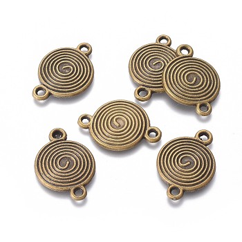 Tibetan Style Alloy Links connectors, Flat Round/Vortex, Antique Bronze, 26x18x2mm, Hole: 2mm