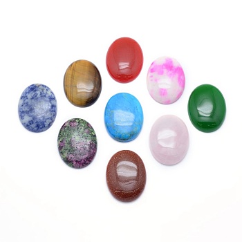 Natural & Synthetic Mixed Stone Cabochons, Oval, 40x30x7.5~8mm