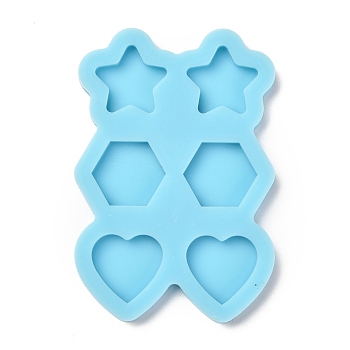 Pendant Silicone Molds, Resin Casting Molds, For UV Resin, Epoxy Resin Jewelry Making, Star & Hexagon & Heart, Dark Cyan, 62x41.5x7mm