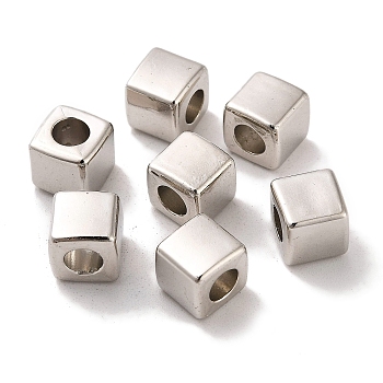 CCB Plastic Beads, Cube, Platinum, 6.7x6.7x6.7mm, Hole: 3.6mm