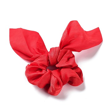 Rabbit Ear Polyester Elastic Hair Accessories, for Girls or Women, Scrunchie/Scrunchy Hair Ties, Red, 165mm