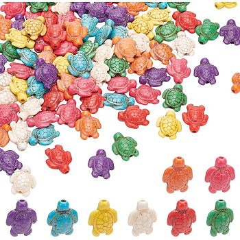 Synthetic Turquoise Beads Strands, Dyed, Turtle, Mixed Color, 18.5x15x8mm, Hole: 1.5mm, about 22pcs/strand, 15.24 inch(38.7cm), 4strands/box