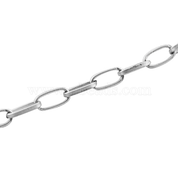 Iron Paperclip Chains, Flat Oval, Drawn Elongated Cable Chains, Unwelded, with Spool, Platinum, 13x6x2mm, about 328.08 Feet(100m)/roll(CH-R025-13x6mm-P)