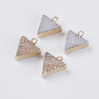 Golden Mixed Color Triangle Natural Agate Charms