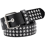 Platinum Star Rivet PU Leather Chain Belts for Jeans, with Iron Clasps, Black, 1140x38.5x6mm(AJEW-WH20096-87B)