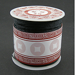 Nylon Braided Cord, Chinese Knotting Cord for Jewelry Making Macrame Craft, Black, 1mm, about 38.27 yards(35m)/roll(X-NS018-2)