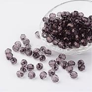 Transparent Acrylic Beads, Faceted, Round, Gray, 8mm, Hole: 1.5mm, about 1800pcs/500g(DB8mmC-46)