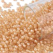 TOHO Round Seed Beads, Japanese Seed Beads, (955) Inside Color Crystal/Peach Lined, 8/0, 3mm, Hole: 1mm, about 1110pcs/50g(SEED-XTR08-0955)