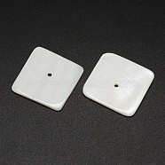 Square Natural Freshwater Shell Beads, Creamy White, 22x22x2mm, Hole: 1mm(X-SHEL-M003-03)
