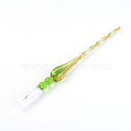 Glass Dip Pen, Lawn Green, 18.9x1.3x1.3cm(AJEW-WH0182-36D)