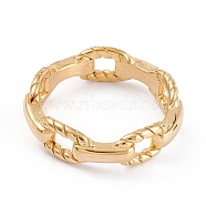 Ion Plating(IP) Unisex 304 Stainless Steel Finger Rings, Wide Band Rings, Curb Chain Shape, Golden, US Size 7(17.3mm), 6.5mm(RJEW-K233-03B-G)