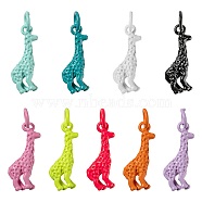 9Pcs 9 Colors Brass Spray Painted Pendants, with Jump Ring, Giraffe, Mixed Color, 17.5x11x4mm, Jump Ring: 5x1mm, 3mm inner diameter, 1pc/color(KK-LS0001-56)