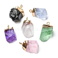 Resin Imitation Gemstone Pendants, Nuggets Charms, with Light Gold Plated Brass & Iron Findings, Mixed Color, 22~27x13~15x10~12mm, Hole: 1.8mm.(RESI-D050-09LG)