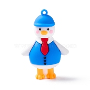 PVC Cartoon Duck Doll Pendants, for Keychains, Dodger Blue, 61x42x24mm, Hole: 3mm(KY-C008-06)