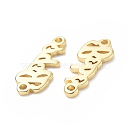 Eco-Friendly Rack Plating Brass Connector Charms, Long-Lasting Plated, Lead Free & Cadmium Free, Word, Real 18K Gold Plated, 6x15x1.5mm, Hole: 1.2mm(KK-F845-07G)