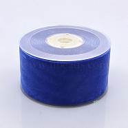 Polyester Velvet Ribbon for Gift Packing and Festival Decoration, Royal Blue, 2 inch(50mm), about 20yards/roll(18.29m/roll)(SRIB-M001-50mm-352)