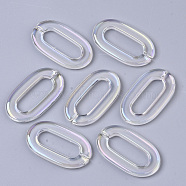 Transparent Acrylic Linking Rings, AB Color Plated, Quick Link Connectors, For Jewelry Cable Chains Making, Oval, Clear AB, 37x21x3.5mm, Inner Diameter: 6x24mm(X-PACR-R246-057)