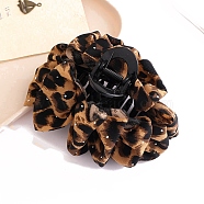 Flower Plastic Claw Hair Clips, Hair Accessories for Women & Girls, Leopard Print Pattern, Coconut Brown, 130x100mm(PW-WG3F053-02)