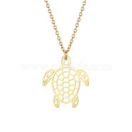 Stainless Steel Geometric Artistic Hollow Animal Pendant Necklaces, Clavicle Chain Necklaces for Women, Golden, Turtle, 17.72 inch(45cm)(JK0174-4)