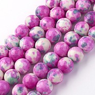 Natural Ocean White Jade Bead Strands, Round, Dyed, Deep Pink, 10mm, Hole: 1mm, about 40pcs/strand, 16.3 inch(415mm)(G-G916-10mm-06)