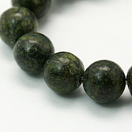 Gemstone Beads Strands, Natural Serpentine/Green Lace Stone, Round, Dark Green, about 12mm in diameter, hole: 1.5mm, about 34pcs/strands, 15~16 inch(GSR12MMC146-1)