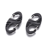 Plastic Double Carabiner Clips Dual Spring Wire Gate Snap Hooks, Keychain Buckle Tool, Black, 49.5x23.5x7.5mm, hole: 1~3x2~6.5mm.(KY-WH0021-02)