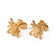 Halloween Spider 304 Stainless Steel Stud Earrings for Women, Golden, 9x8mm, Pin: 0.7mm(X-EJEW-B019-01G)