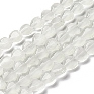 Glass Beads Strands, Imitation Cat Eye, Heart, WhiteSmoke, 9.5~10x9.5x4.5~5mm, Hole: 0.7mm, about 40pcs/strand, 14.65~14.76''(37.2~37.5cm)(GLAA-A017-01J)