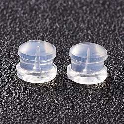 Silicone Ear Nuts, Earring Backs, for Stud Earring Making, Clear, 5.5x5mm, Hole: 1mm(SIL-K001-03)