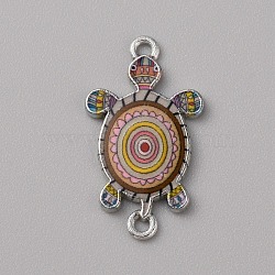 Alloy Enamel Connector Charms, Turtle Links, Platinum, Dark Goldenrod, 27.5x15.5x2mm, Hole: 1.4mm and 1.6mm(ENAM-WH0061-47E)
