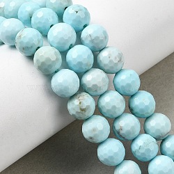 Natural Magnesite Beads Strands, Dyed & Heated, Faceted(128 Facets), Round, Light Cyan, 10mm, Hole: 1.4mm, about 38pcs/strand, 15.04''(38.2cm)(G-P598-E-10mm-01)