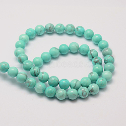 Natural Howlite Beads Strands, Dyed, Round, Aquamarine, 8mm, Hole: 1mm, about 48pcs/strand, 15.5 inch(G-K113-09-8mm)