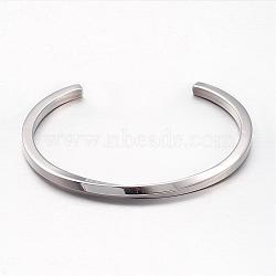 304 Stainless Steel Cuff Bangles, Stainless Steel Color, 1-7/8 inch~2-1/2 inch(46~62mm)(BJEW-D434-05P)