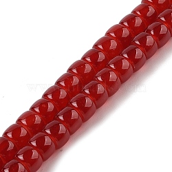 Baking Plating Glass Beads Strands, Imitation Jade, Barrel, FireBrick, 8x6mm, Hole: 1.4mm, about 59pcs/strand, 14.17''(36cm)(GLAA-H036-01I)