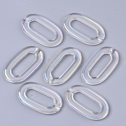 Transparent Acrylic Linking Rings, AB Color Plated, Quick Link Connectors, For Jewelry Cable Chains Making, Oval, Clear AB, 37x21x3.5mm, Inner Diameter: 6x24mm(X-PACR-R246-057)