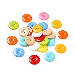 Acrylic Sewing Buttons for Costume Design, Plastic Shirt Buttons, 2-Hole, Dyed, Flat Round, Mixed Color, 25x3mm, Hole: 2mm(BUTT-E087-C-M)