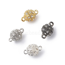 Alloy Rhinestone Magnetic Clasps with Loops, Oval, Mixed Color, 16x10mm, Hole: 1.5mm(RB-H116-2-M)
