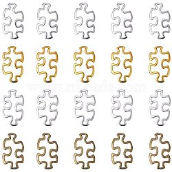 Tibetan Style Alloy Linking Rings, Autism Puzzle Jigsaw, Mixed Color, 30x18x3mm, 60pcs/box(TIBE-PH0004-89)