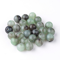 Crackle Acrylic Beads, Two Tone Color, Round, Light Green, 14mm, Hole: 2mm, about 328pcs/500g(OACR-Q135-14mm-03)