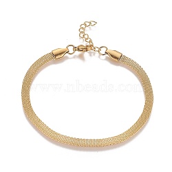Ion Plating(IP) Stainless Steel Network Chains/Mesh Bracelets Bracelets, with Lobster Claw Clasps, Golden, 7-5/8 inch(19.3cm)~7-5/8 inch(19.5cm)(BJEW-I274-13G)
