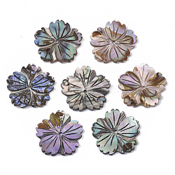 Natural Paua Shell/Abalone Shell Beads, Flower, 16x16.5x1.5mm, Hole: 1mm(X-SSHEL-R046-02)