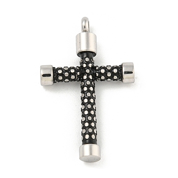 304 Stainless Steel Pendants, with Enamel, Cross Charm, Stainless Steel Color, 29x18x4mm, Hole: 2mm