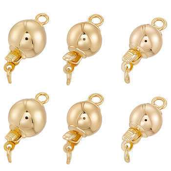 12Pcs 3 Style Round Brass Box Clasps, Real 18K Gold Plated, 14~16.5x7~9mm, Hole: 1.5~1.6mm, 4pcs/style