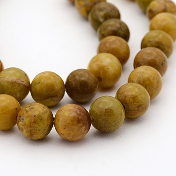 Natural Larderite Shoushan Tianhuang Stone Round Bead Strands, 8mm, Hole: 1mm, about 48pcs/strand, 15.75 inch