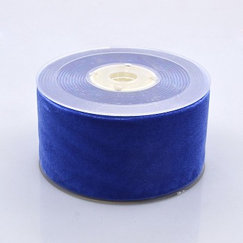 Polyester Velvet Ribbon for Gift Packing and Festival Decoration, Royal Blue, 2 inch(50mm), about 20yards/roll(18.29m/roll)