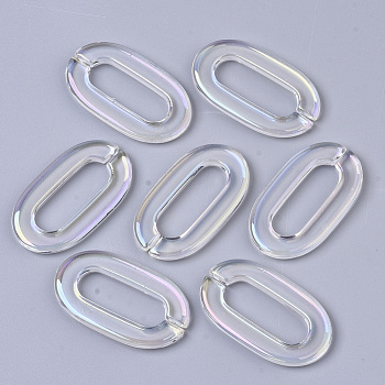 Transparent Acrylic Linking Rings, AB Color Plated, Quick Link Connectors, For Jewelry Cable Chains Making, Oval, Clear AB, 37x21x3.5mm, Inner Diameter: 6x24mm