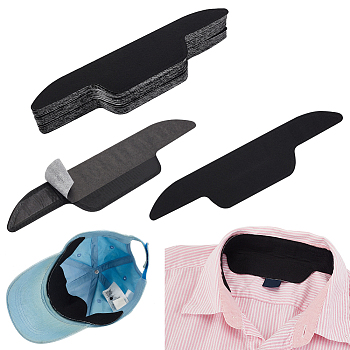 PVC Disposable Neck Collar Sweat Pads, Collar Shirt Protector, Absorbent Collar Liners Pads, Black, 288~290x67x1mm, 10pcs/bag