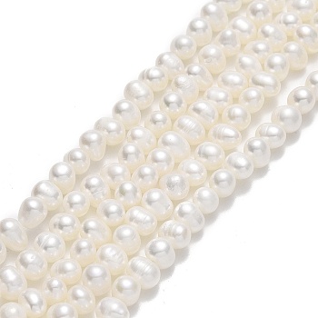 Natural Cultured Freshwater Pearl Beads Strands, Potato, Beige, 4.5~5.2x6~6.5x5~5.5mm, Hole: 0.7mm, about 68~70pcs/strand, 13.70~13.78 inch(34.8~35cm)
