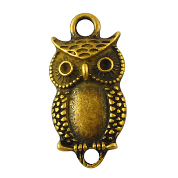 Alloy Links connectors, Halloween, Cadmium Free & Lead Free, Owl, Antique Golden, 26x13x4mm, Hole: 3mm