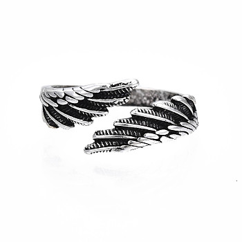 Double Wing Alloy Open Cuff Ring for Men Women, Cadmium Free & Lead Free, Antique Silver, US Size 8 3/4(18.7mm)